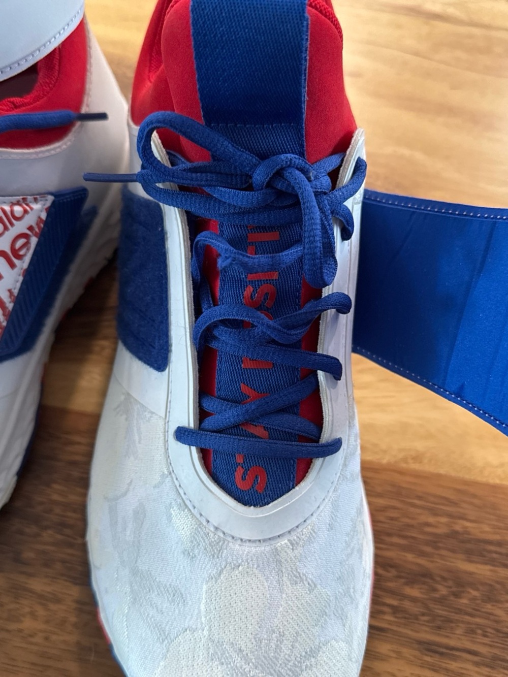 New Balance White, Red & Blue Logo Strap Sneakers - Picture 7 of 7